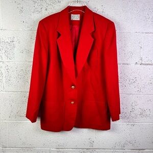 Vintage Pendleton Women's Size 10 Red Wool Blazer Two Gold Buttons Classic